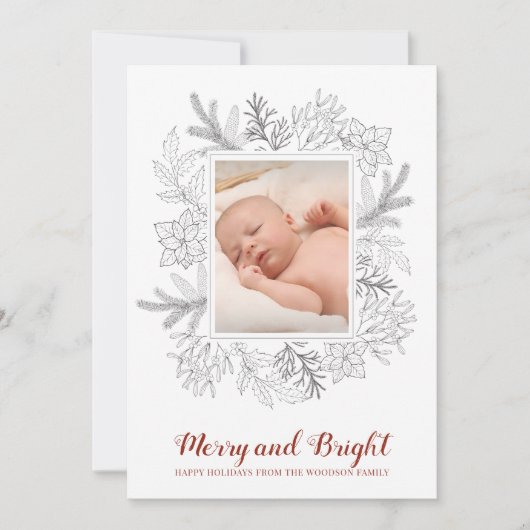 Rustikale Sketch Frohe und helle Baby Weihnachtska (Vorderseite)