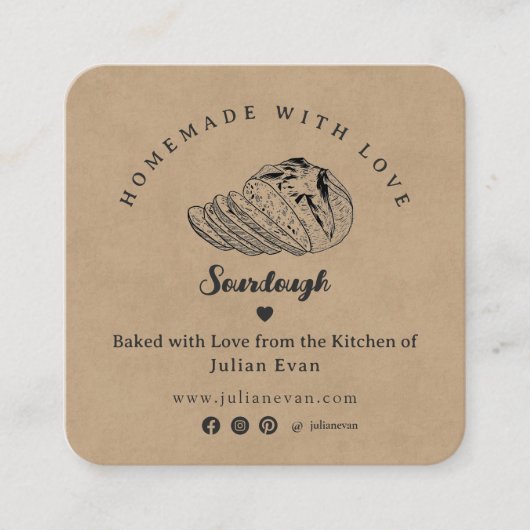 Rustikale Sketch hausgemachte Tipps zur Brotreinig Quadratische Visitenkarte (Vorderseite)