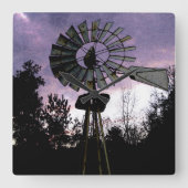 Rustikale skizzierte alte Windmühle Quadratische Wanduhr (Vorderseite)