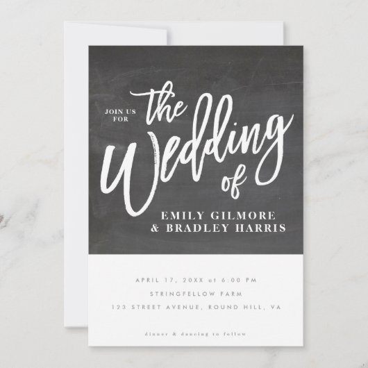 Rustikale Skript-Tafel Einladung (Vorderseite)