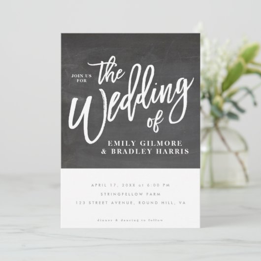 Rustikale Skript-Tafel Einladung (Stehend Vorderseite)