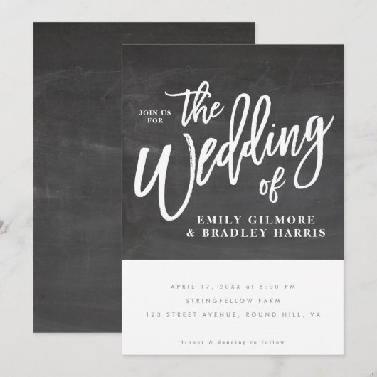 Rustikale Skript-Tafel Einladung (Vorne/Hinten)