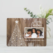 Rustikale Skripte Frohe Weihnachts-Foto Feiertagskarte (Stehend Vorderseite)