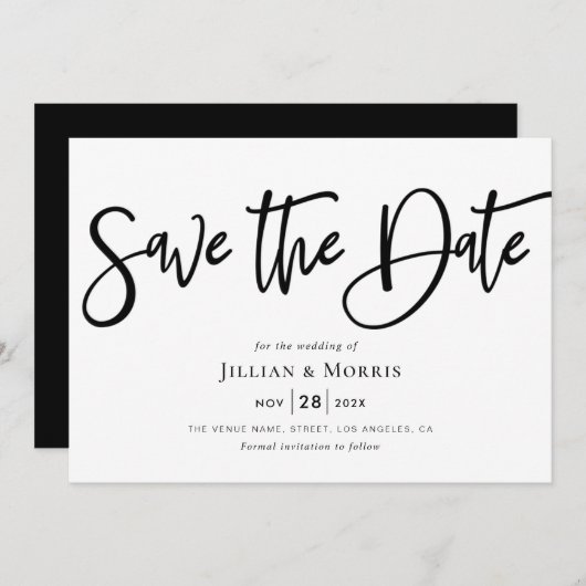 rustikale Skripteinladung Save the Date Einladung (Vorne/Hinten)