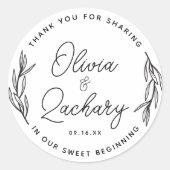 Rustikale Skriptkreisgrün Vielen Dank für Ihre Hoc Runder Aufkleber (Vorderseite)