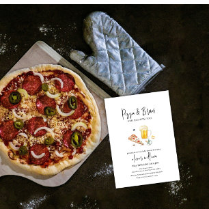 Rustikale Slice Pizza & Beers & Schnuller Kinderdu Einladung