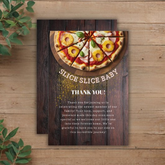 Rustikale Slice Slice Pizza Babydusche Dankeskarte