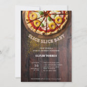 Rustikale Slice Slice Pizza Babydusche Einladung (Vorderseite)