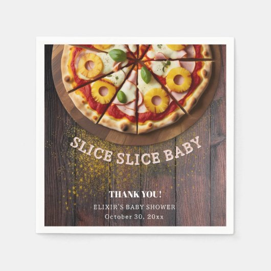 Rustikale Slice Slice Pizza Babydusche Serviette (Vorderseite)