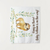 Rustikale Sloth Baby Dusche Hintergrund Wandteppich (Vorderseite)