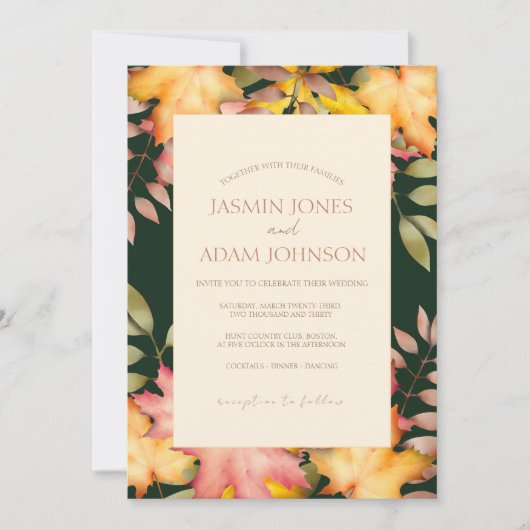 Rustikale Smaragdgrüne Herbstwoche Einladung (Vorderseite)