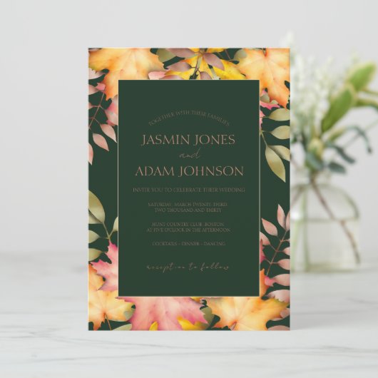 Rustikale Smaragdgrüne Herbstwoche Einladung (Stehend Vorderseite)