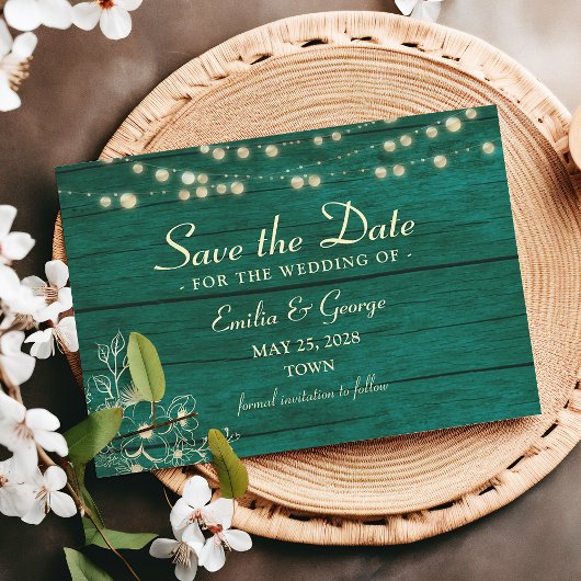 Rustikale Smaragdgrüne Hochzeit - Save The Date