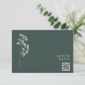 Rustikale Smarald Gypsophila QR Code Wedding RSVP Karte (Stehend Vorderseite)