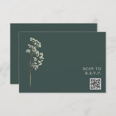Rustikale Smarald Gypsophila QR Code Wedding RSVP Karte (Vorne/Hinten)