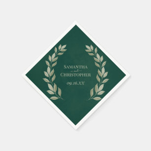 Rustikale Smarald & Sage Blätter Diagonal Wedding Serviette