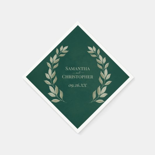 Rustikale Smarald & Sage Blätter Diagonal Wedding Serviette (Ecke)