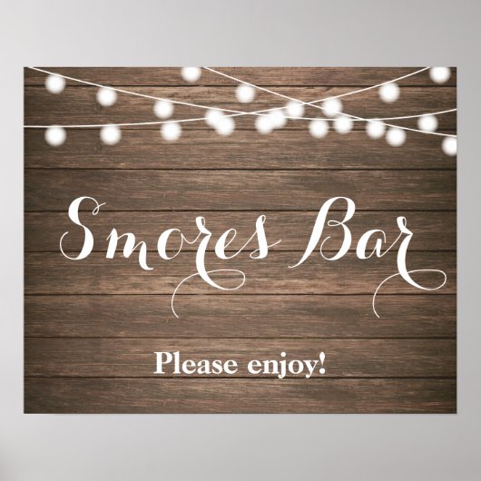 Rustikale Smores-Bar mit String-Lichtern Poster (Vorne)