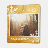 Rustikale Snowflake-Familie Gold Keramikornament (Links)