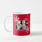 Rustikale Snowflake Rotes Foto Tasse (Links)