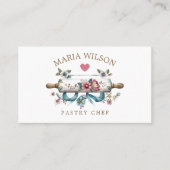 Rustikale Social Media Icons Pastry Koch Rolling B Visitenkarte (Vorderseite)