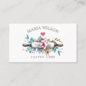 Rustikale Social Media Icons Pastry Koch Rolling B Visitenkarte (Vorderseite)