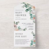 Rustikale Soft Rose Eucalyptus Baby Dusche All In One Einladung (Innen Boden)