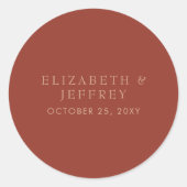 Rustikale Solid Rust Wedding Runder Aufkleber (Vorderseite)