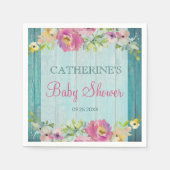 Rustikale Sommer Blauer Barnholz Babydusche Serviette (Vorderseite)