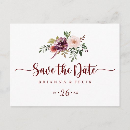 Rustikale Sommer-Blütenblüte Save the Date Postkarte (Vorderseite)