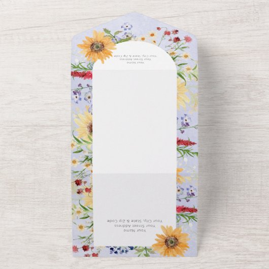 Rustikale Sommer Wildblume Sonnenblume Peri No Din All In One Einladung (Außenbereich)