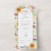 Rustikale Sommer Wildblume Sonnenblumen Creme Kein All In One Einladung (Innen Boden)