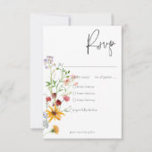 Rustikale Sommer-Wildblumen & Sonnenblumen Abendes RSVP Karte (Vorderseite)