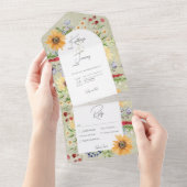 Rustikale Sommer Wildblumen Sonnenblumen Abendesse All In One Einladung (Abreißen)