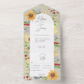 Rustikale Sommer Wildblumen Sonnenblumen Abendesse All In One Einladung (Innen Boden)