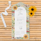 Rustikale Sommer Wildblumen Sonnenblumen Abendesse All In One Einladung