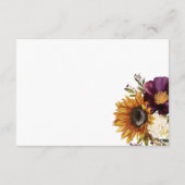 Rustikale Sommer-Wildblumen & Sonnenblumen Details Begleitkarte (Rückseite)