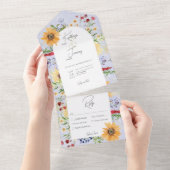 Rustikale Sommer-Wildblumen Sonnenblumen Peri Aben All In One Einladung (Abreißen)