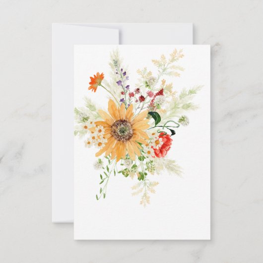 Rustikale Sommer-Wildblumen & Sonnenblumen Save The Date (Rückseite)