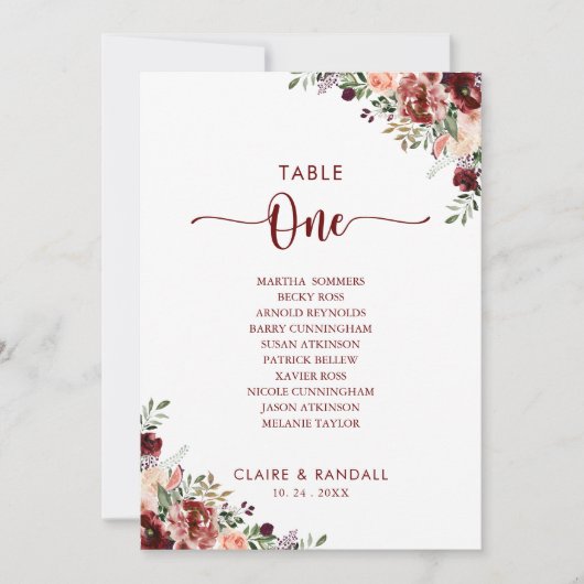 Rustikale Sommerblumenübersicht Tischnummer 1 Sitz (Vorderseite)