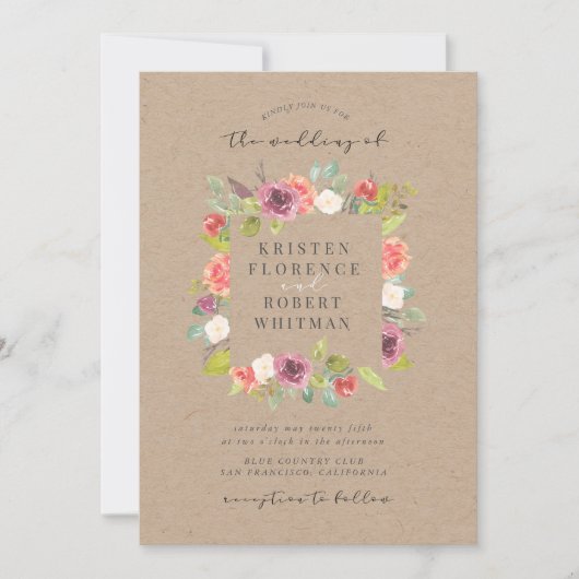 Rustikale Sommerblumenzeremonie Einladung (Vorderseite)