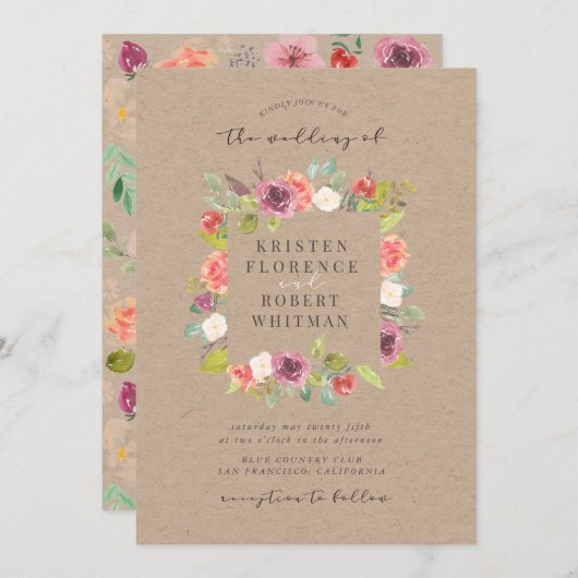 Rustikale Sommerblumenzeremonie Einladung (Vorne/Hinten)