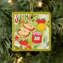Rustikale Sommerfrüchte Frohe Weihnachten Keramikornament