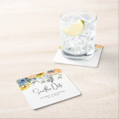 Rustikale Sommergrünen Hochzeitsdatum Gerettet Rechteckiger Pappuntersetzer (Vor Ort)