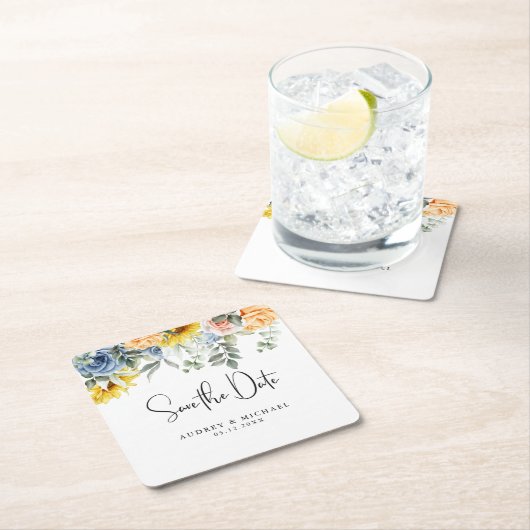 Rustikale Sommergrünen Hochzeitsdatum Gerettet Rechteckiger Pappuntersetzer (Vor Ort)