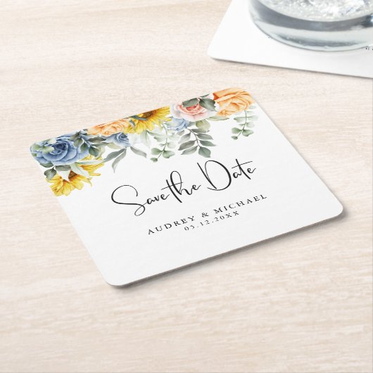 Rustikale Sommergrünen Hochzeitsdatum Gerettet Rechteckiger Pappuntersetzer (angewinkelt)