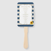 Rustikale Sommersonnenblume Navy Blaue Streifen Ho Fächer (Vorderseite)