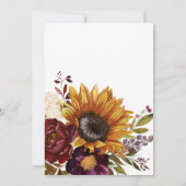 Rustikale Sommersonnenblumen & Burgunder Blütenblü Einladung (Rückseite)