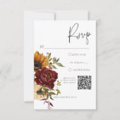 Rustikale Sommersonnenblumen & Burgunder Blütenblü RSVP Karte (Vorderseite)