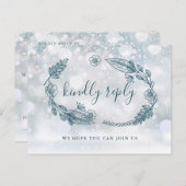 Rustikale Song-Anfrage RSVP-Karte im Winter Einladungspostkarte (Vorne/Hinten)